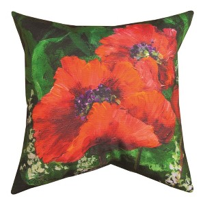 Bright Poppies 18 Inch Botanical Print Pillow by Manual Woodworkers and Weavers - 1 of 3