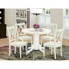 Dining Table Set for 4 - 5 Piece Round Kitchen Table with Chairs - Old World Charm - 42 Inch - Linen White - 2 of 4