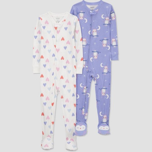 Carter s Just One You Toddler Girls Owls Footed Pajamas White purple 2t Target