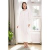ADR Women's Cotton Nightgown, Long Sleeve Lace Trim Button Up Long Vintage Night Dress Gown - 2 of 4