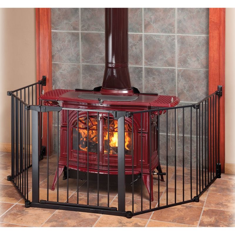 KidCo Auto Close Hearth Baby Gate with Two 24&#34; Extensions (Total width up to 176&#34;) - Black, 3 of 10