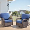 Buenhomino Outdoor Patio Wicker Swivel Rocking Chairs Set of 2, Navy Cushions - 2 of 4