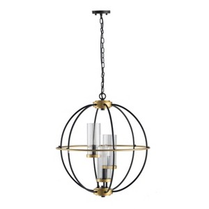 20"x22.3" 3-Light Carlos Chandelier Ceiling Light Black/Gold - A&B Home: Vintage Style, Adjustable, UL Listed, Iron Body - 1 of 4