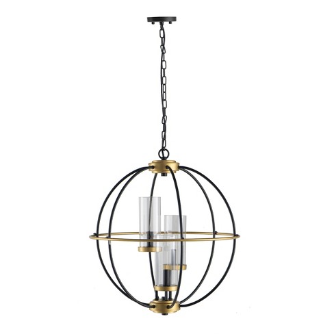 20"x22.3" 3-Light Carlos Chandelier Ceiling Light Black/Gold - A&B Home: Vintage Style, Adjustable, UL Listed, Iron Body - image 1 of 4