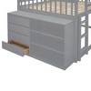 PAGED Simple Wooden Bunk Bed Loft Bed, Full over Full Bed Frame with 4 Drawers, 3 Shelves, Ladder and Guardrail for Kids, Teens - 3 of 4