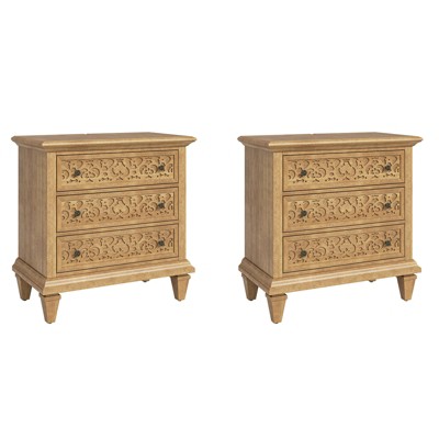 Emilio 3 - Drawer Nightstand with Built-In Outlets Set of 2| ARTFUL LIVING DESIGN