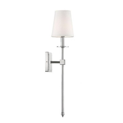 Monroe Polished Nickel 1-Light Wall Sconce with White Shade
