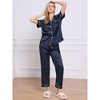 cheibear Women's Buton Down Sleepwear with Pants Nightwear Lounge Pajama Set 2 Pcs - 3 of 4