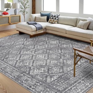 Acekool 6x9 Vintage Washable Rug – Soft Low-Pile Abstract Design, Non-Slip & Kid-Friendly for Living Room, Bedroom - 1 of 4