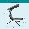 Outdoor Hanging Chaise Lounge Chair with Removable Canopy and Pillow, Curved Steel Hammock Swing for Patio or Garden - 2 of 4