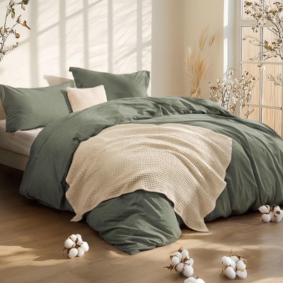 5-Piece Comforter Set with Cotton Waffle Throw Blanket