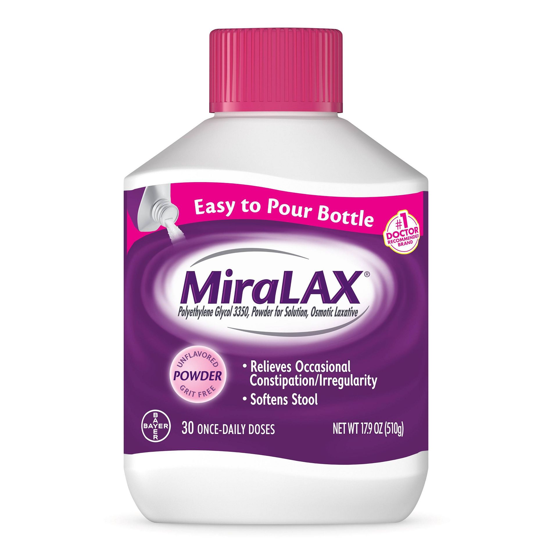 Miralax Gentle Constipation Relief without Harsh Side Effects Osmotic Laxative Powder