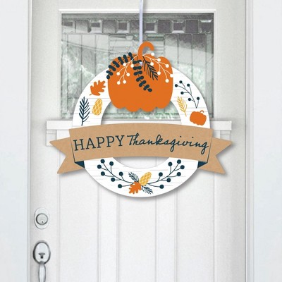 Big Dot of Happiness Happy Thanksgiving - Outdoor Fall Harvest Party Decor - Front Door Wreath