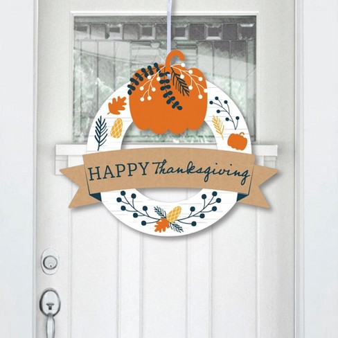 Big Dot of Happiness Happy Thanksgiving - Outdoor Fall Harvest Party Decor - Front Door Wreath - image 1 of 4