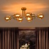 PAKOKULA 6-Light Gold Sputnik Modern Linear Bubble Chandelier with Amber Glass Shade - 2 of 4