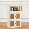 SEVOBAL Utility Storage Drawers 3 Piece Plastic Foldable Bins with Doors Wheels, Portable and Lockable Boxes for Living Room, Beige, 19.8"*11.8"*11.8" - 2 of 4