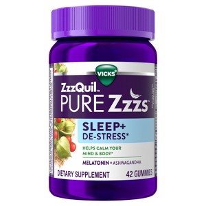 Pure Zzzs De-Stress & Sleep Melatonin + Ashwagandha Gummies - Blackberry Vanilla - 1 of 4