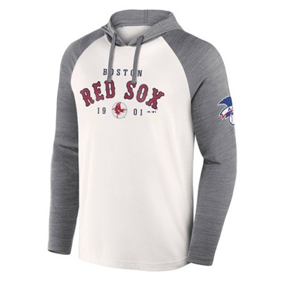 MLB Boston Red Sox Men's White Long Sleeve Lightweight Bi-Blend Hooded Sweatshirt