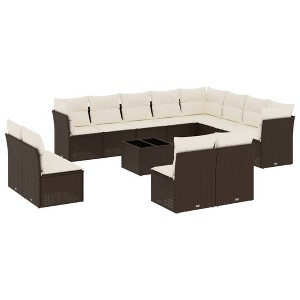 vidaXL Garden Sofa Set Brown - 1 of 4