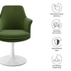 Modway Lippa Velvet Swivel Dining Armchair – Mid-Century Barrel Chair with 360° Swivel and Pedestal Base in Moss Green and White - 3 of 4