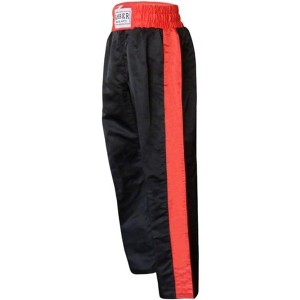Amber Fight Gear Nylon/Satin Kickboxing Pants Featuring 3" Boxing Style Waistband and Drawstring, and Durability, Black/Red, X-Large - 1 of 2