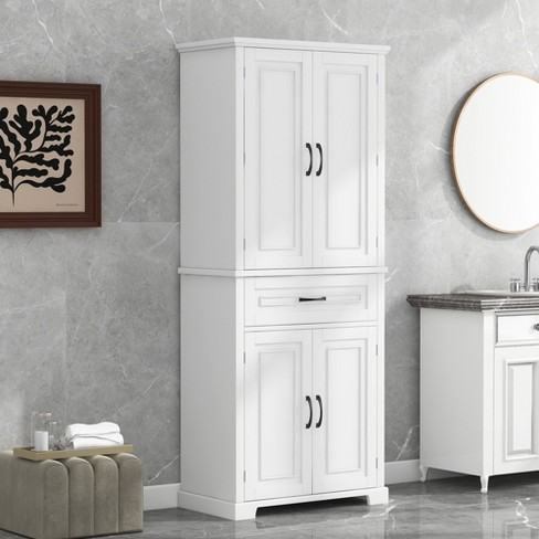 Storage Cabinet Over Toilet With 1 Open Shelf, White - ModernLuxe