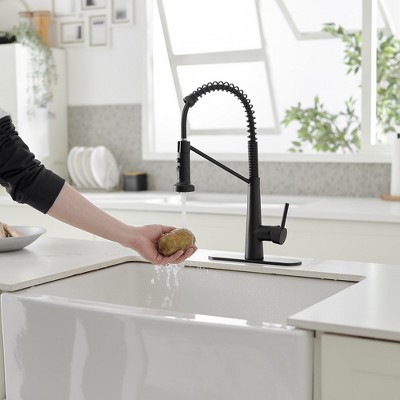 Matte Black Single-Handle Pull-Down Sprayer High Arc Kitchen Faucet