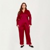 Anna-Kaci Lounge Women's PLus Size 2-Piece Satin Pajama Set with Relaxed Button Front Top and Wide-Leg Pants - 3 of 4