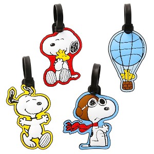 Snoopy and Woodstock Luggage Tag, PVC Travel Tags Gifts - Set of 4 - 1 of 4