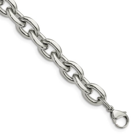 Black Bow Jewelry Men's Stainless Steel Polished Cable Chain Bracelet - 9 Inch - image 1 of 4