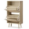 2 Drawers Shoe Cabinet Rattan Shoe Rack Shoe Storage Cupboard Organizer Unit - 3 of 4