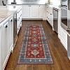 Acekool Boho Vintage Medallion Area Rug Collection, Washable Foldable Low Pile Non Slip Chenille TPR Backing, Red Blue Beige Gray - 2 of 4
