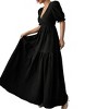 Womens Deep V Neck Short Sleeve Side Slit Smocked Midi Dress - 3 of 4