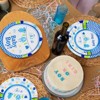 Hachikiko 100 Pack Blue Baby Boy Paper Dinner Plates, Dessert Plates Disposable Party Tableware for Baby Boy Shower Party Decorations and Supplies - 3 of 4