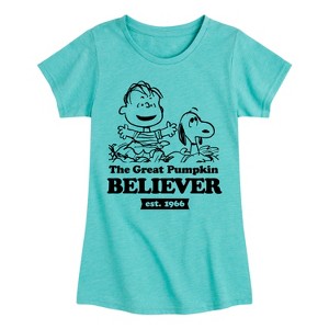 Girls' - Peanuts - The Great Pumpkin Believer Fitted Short Sleeve Graphic T-Shirt - 1 of 4