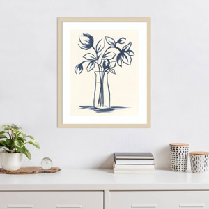 Amanti Art Indigo Bud Vase I by June Erica Vess Wood Framed Wall Art Print - 1 of 4