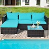 Tangkula 5PCS Patio Rattan Wicker Sofa Furniture Set Sectional Conversation Sofa Set Blue - 3 of 4
