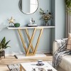 GlasFlength Console Tables Modern Narrow Table with Faux Marble Top and Gold Metal Frame for Living Room Entryway, White, 43.31"*11.81"*31.5" - 3 of 4