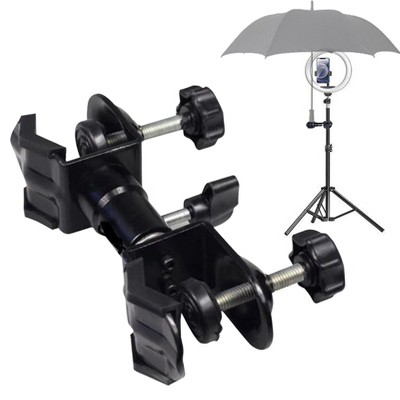 Aluminum Alloy Camera Umbrella Holder Mount with C-Clamp - Adjustable Rain Cover Tripod Stand for Photography, Video, Flash & Lighting Equipment
