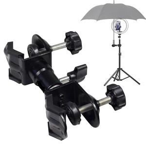 Aluminum Alloy Camera Umbrella Holder Mount with C-Clamp - Adjustable Rain Cover Tripod Stand for Photography, Video, Flash & Lighting Equipment - 1 of 4