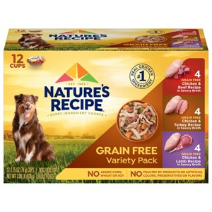 Nature's Recipe Grain-Free Chicken, Beef, Turkey & Lamb Wet Dog Food - 2.75oz/12ct Variety Pack - 1 of 4
