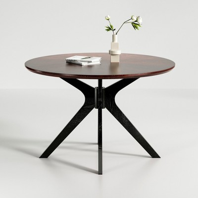 GlasFlength Patio End Tables Pedestal Leisure, Round Side Table, for Living Room Bedroom and Balcony, Minimalist Elegance，Black，47.2"*47.2"*30.3"
