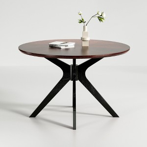 GlasFlength Patio End Tables Pedestal Leisure, Round Side Table, for Living Room Bedroom and Balcony, Minimalist Elegance，Black，47.2"*47.2"*30.3" - 1 of 4