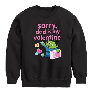 Boys' - Toy Story - Sorry Dad My Valentine Graphic Long Sleeve Fleece Sweatshirt - 1 of 4
