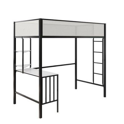Bellemave  Twin Loft Bed with Desk & Shelves,Black