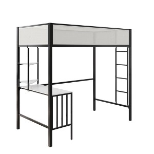 Bellemave  Twin Loft Bed with Desk & Shelves,Black - 1 of 4