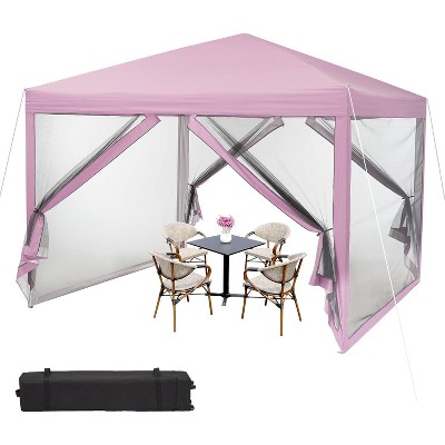 10 x 10 FT Pop Up Canopy, Party Tent with Mosquito Netting, Height Adjustable Instant Sun Shade, Portable Screen Shelter for Parties, Camping, Events
