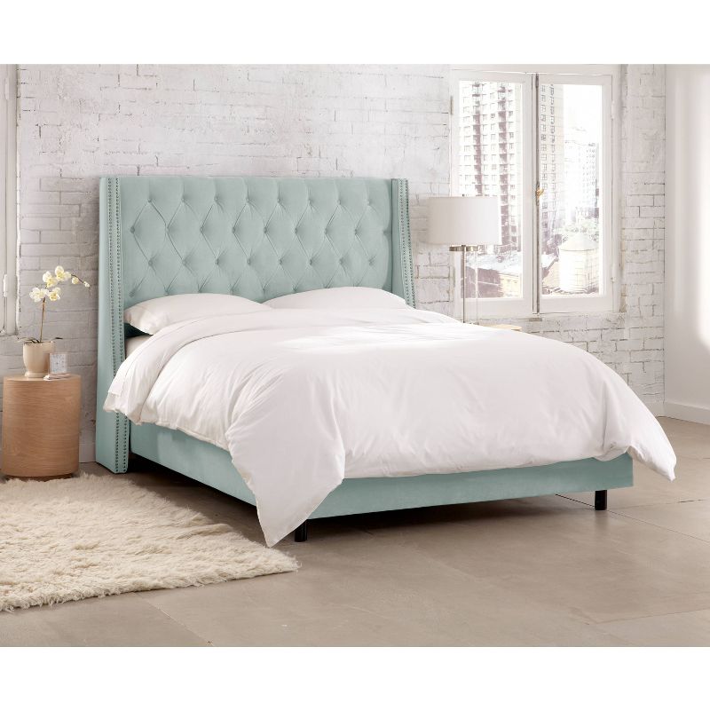 Skyline Furniture Arlette Nail Button Tufted Wingback Bed in Velvet, 6 of 12