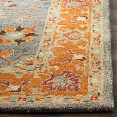 Heritage Blue and Orange Hand-Tufted Wool Area Rug 3' x 5'