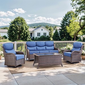 Gymojoy Outdoor Patio Sofa Chairs Coffee Table with Swivel Chairs for Garden  Yard - 1 of 4